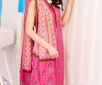 3PC Unstitched Printed Lawn Suit With Printed Lawn Dupatta