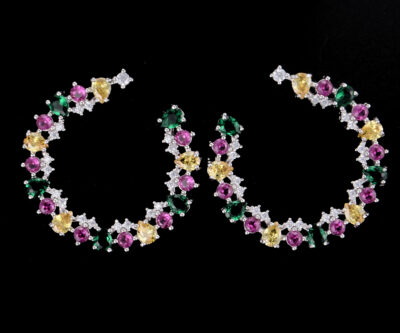 Multi Zircon Hoop Earrings