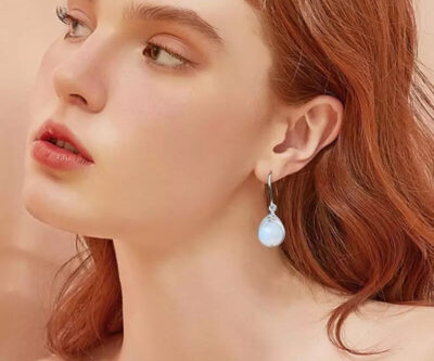 Transparent Blue Bead Drop Earrings