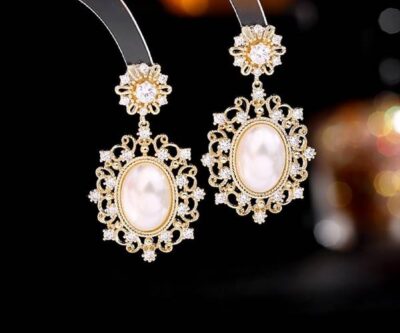 Gold Plated Pearl Drop Earrings 1